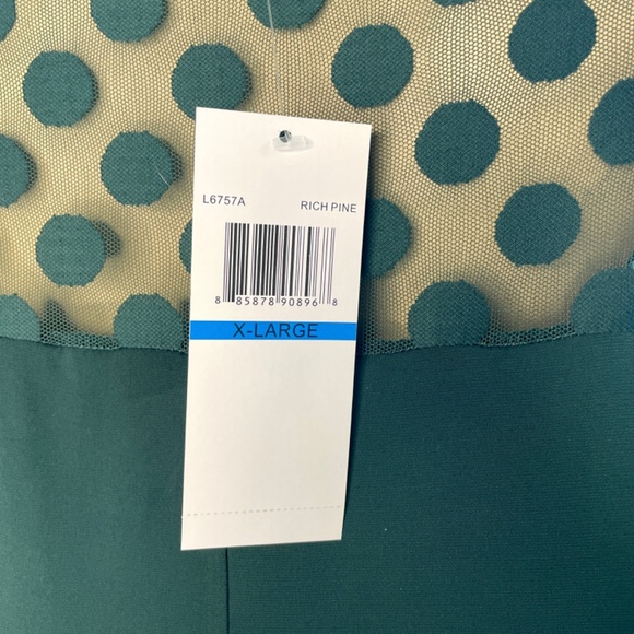 Nina Leonard 3/4 Sleeve Trapeze Dress With Dot Illusion Yoke - Picture 10 of 10